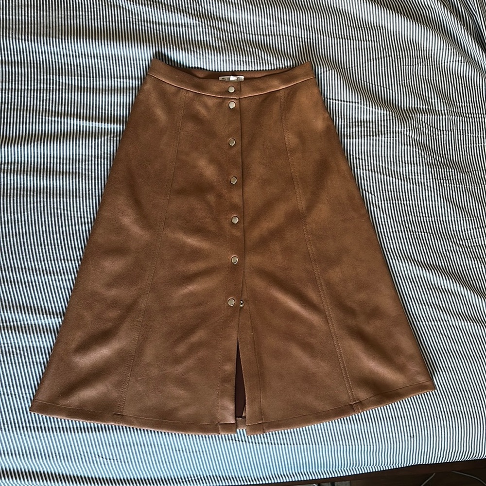 Elaine Rose Suede Midi Skirt